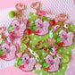 Strawberry Skunk glitter acrylic keyring w/ charms