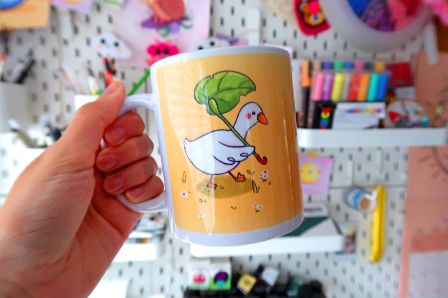 Duck with Leaf Umbrella Mug