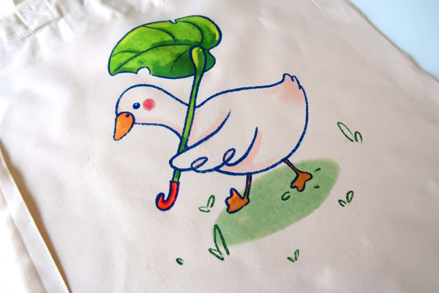 Duck with Umbrella Tote Bag