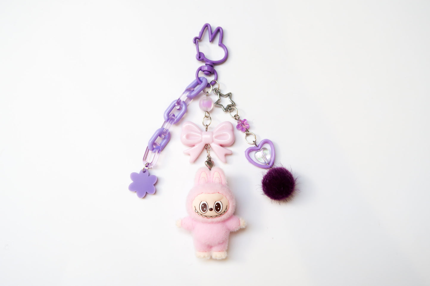 Labubu Lavender Beaded Keyring