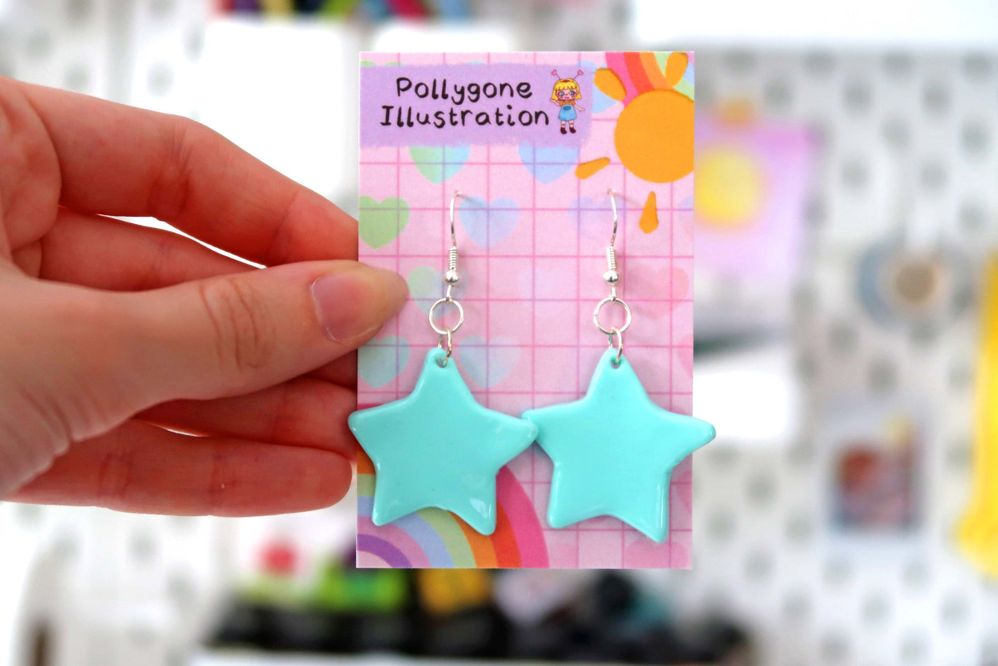 Flat Star Earrings - CHOOSE YOUR COLOUR (sterling silver plated, hypoallergenic)