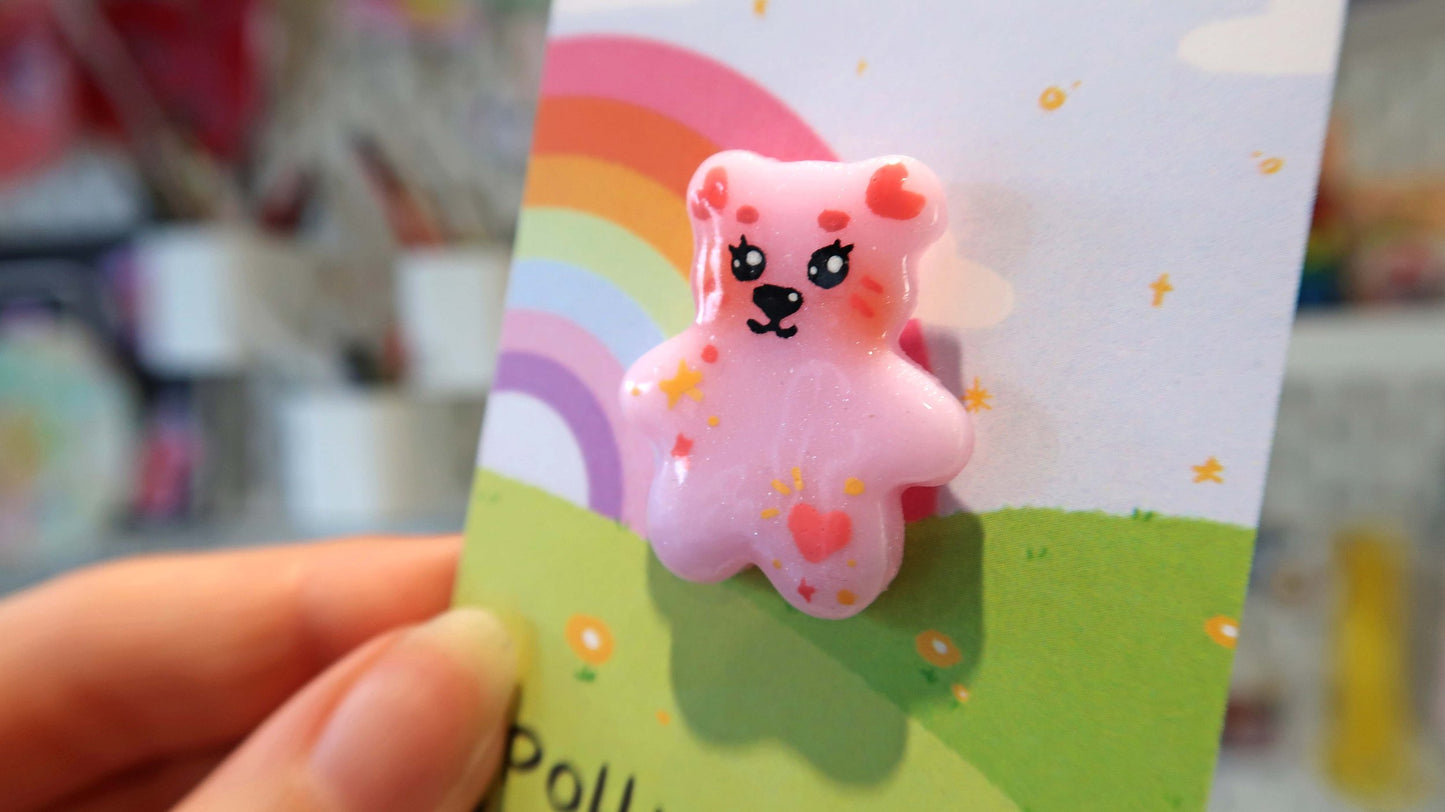 Pink Sparkle Bear Pin