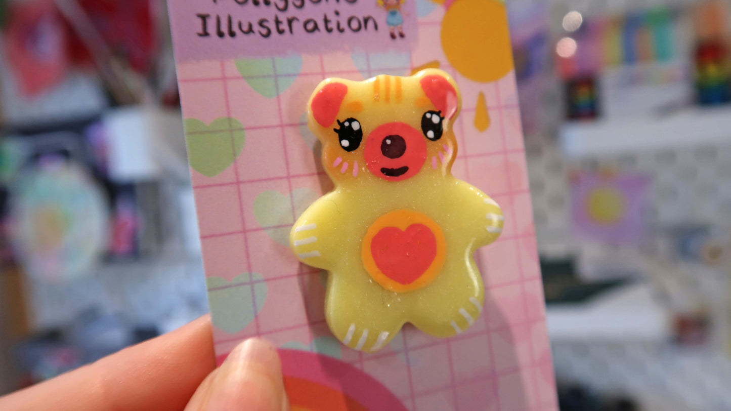Yellow Heart Bear Badge