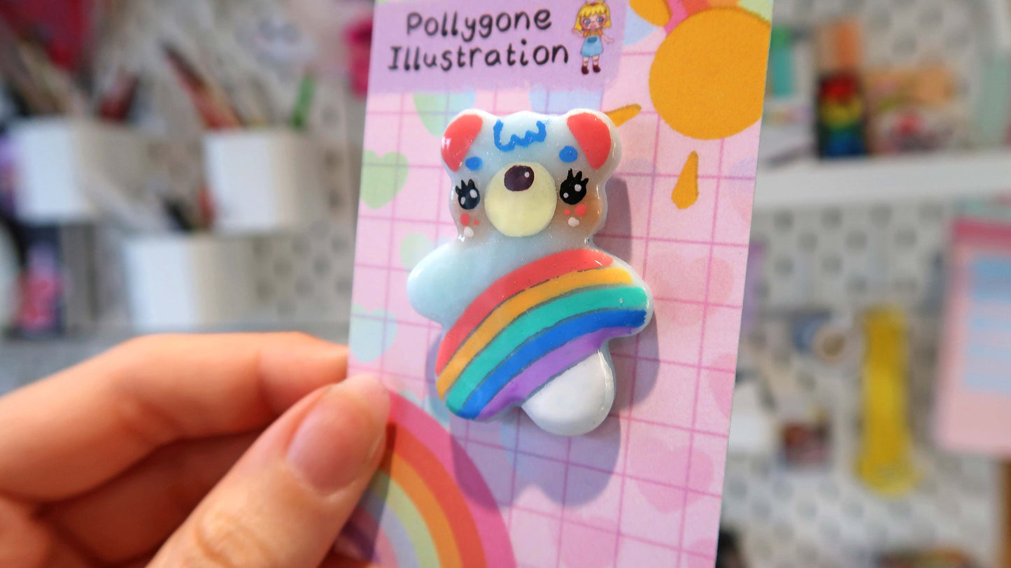 Blue Rainbow Bear badge