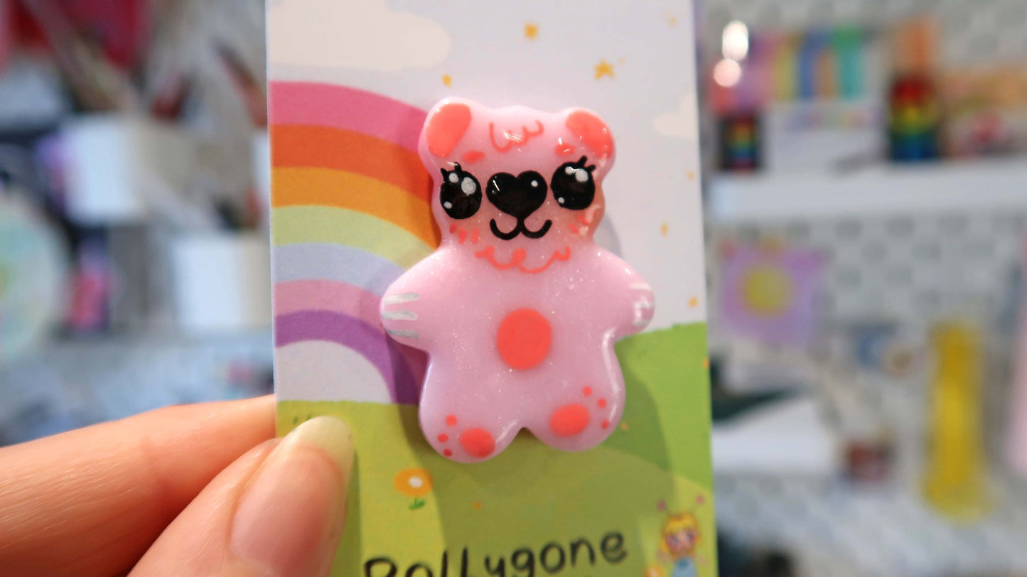 Pink Kawaii Bear Badge