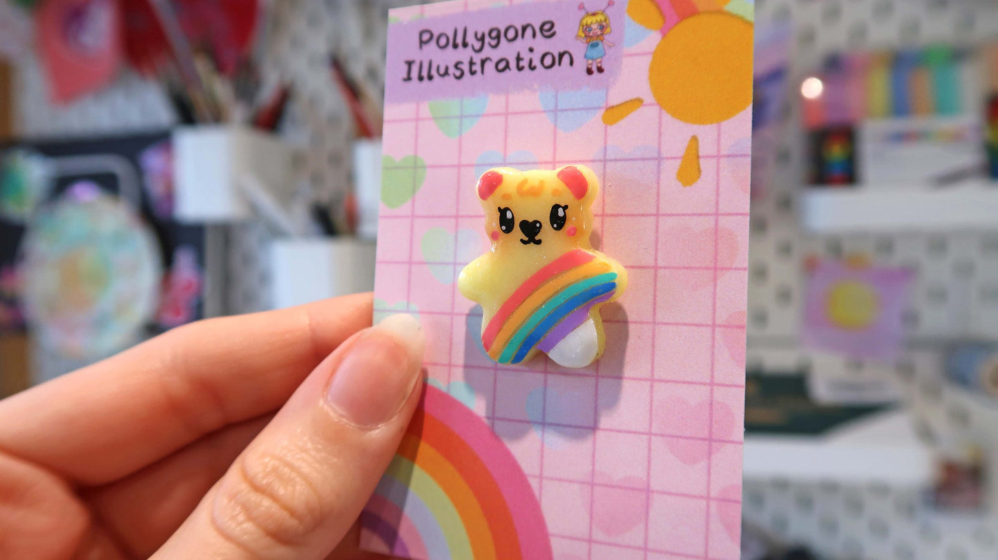 Yellow Rainbow Bear Pin