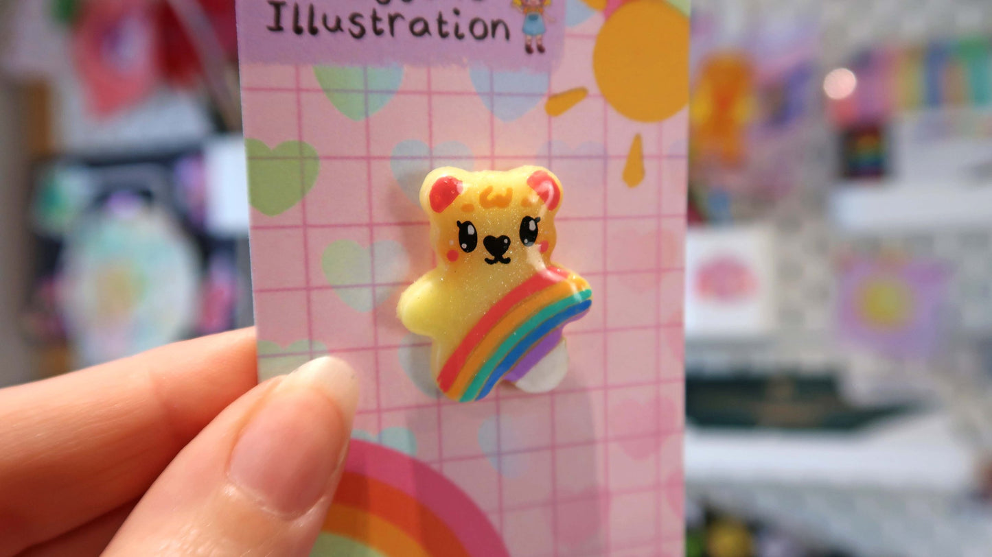 Yellow Rainbow Bear Pin