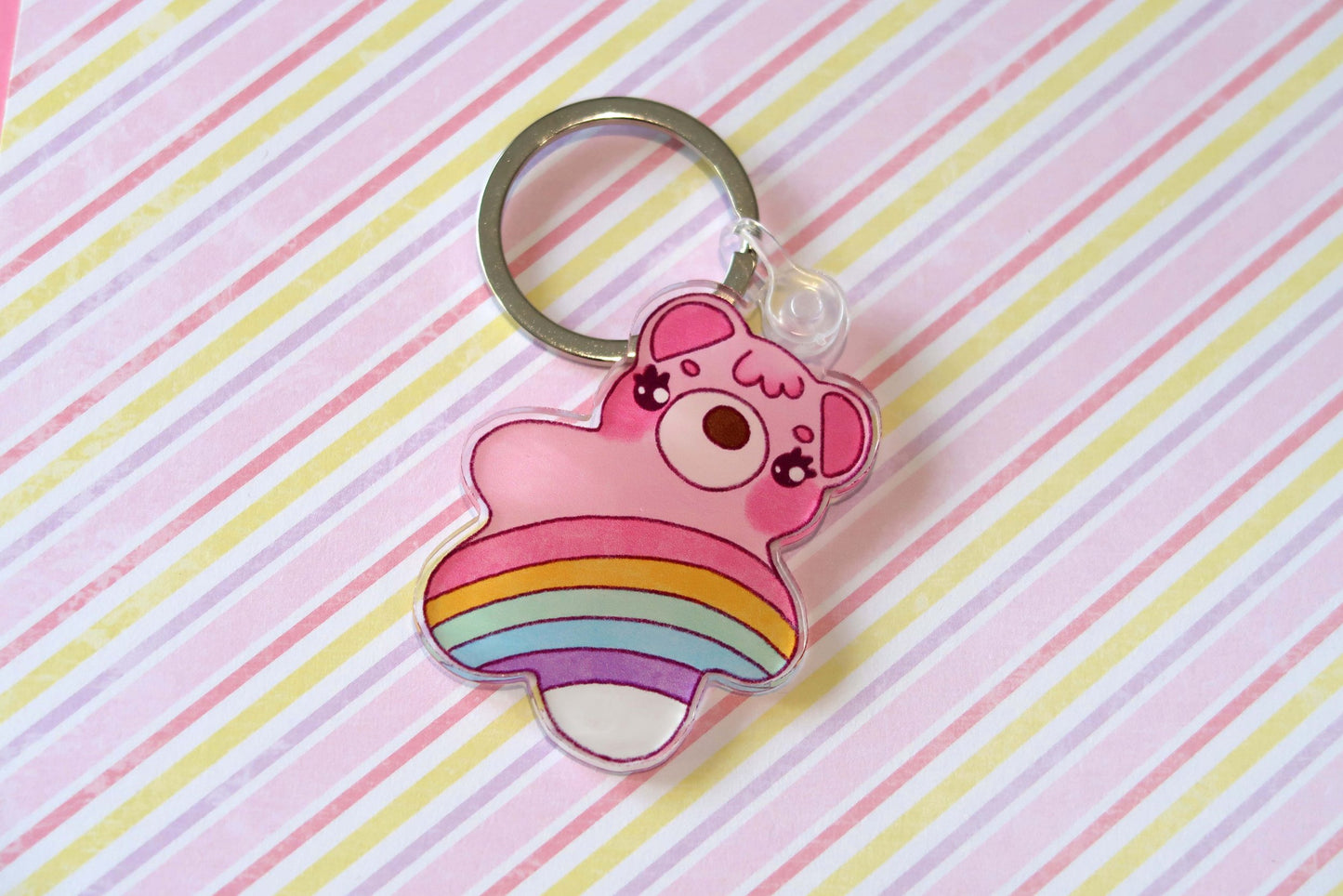 Rainbow Bear acrylic keyring