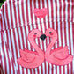 Flamingos Striped Pink Denim Jacket - Custom Painted - UK Size L