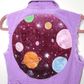 Purple Cropped Galaxy Space Denim Waistcoat - Hand Painted - UK Size 8
