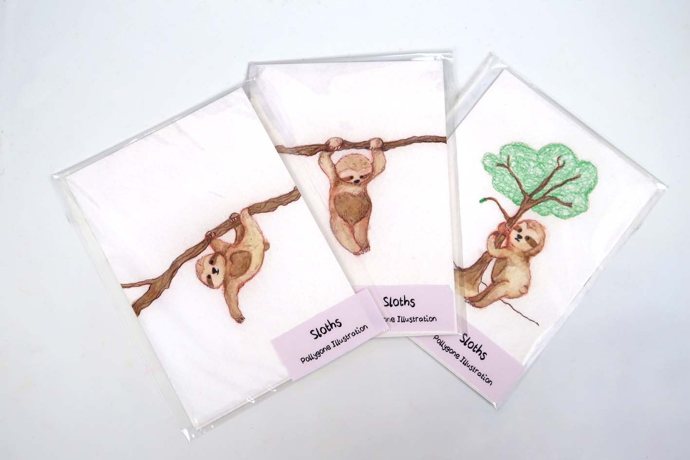 Hanging Around Sloth Postcard Print Set -  3 Postcards