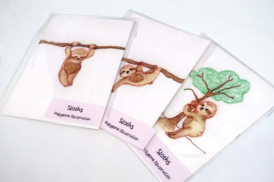 Hanging Around Sloth Postcard Print Set -  3 Postcards