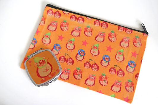 Fruit Hedgehog Make-up Bag and Mirror set
