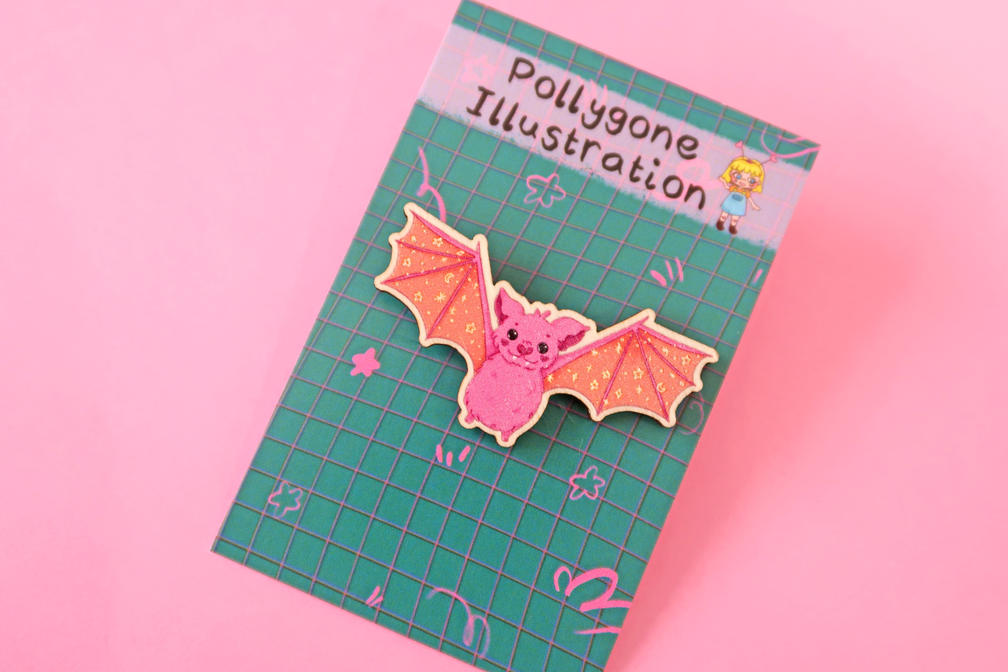 Starry Bat Wooden Pin