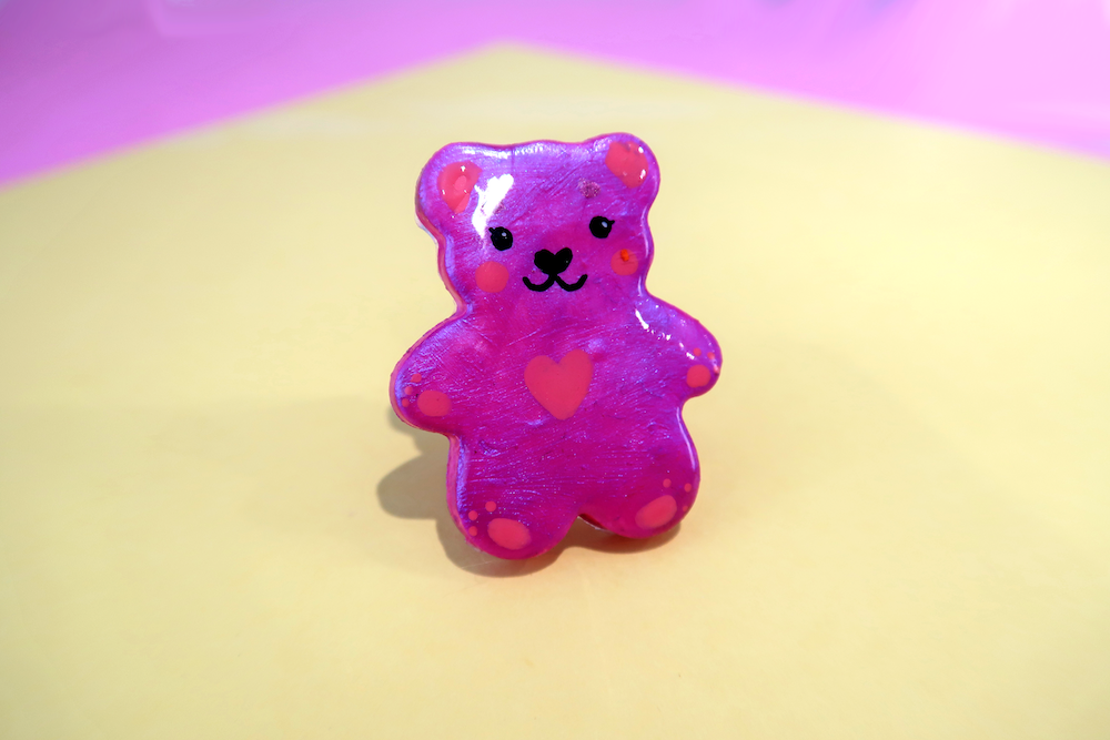 Pink Shimmer Bear Badge
