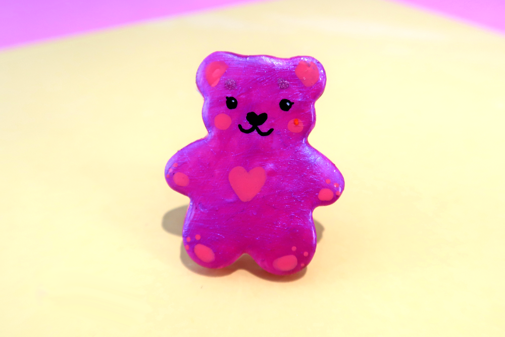 Pink Shimmer Bear Badge