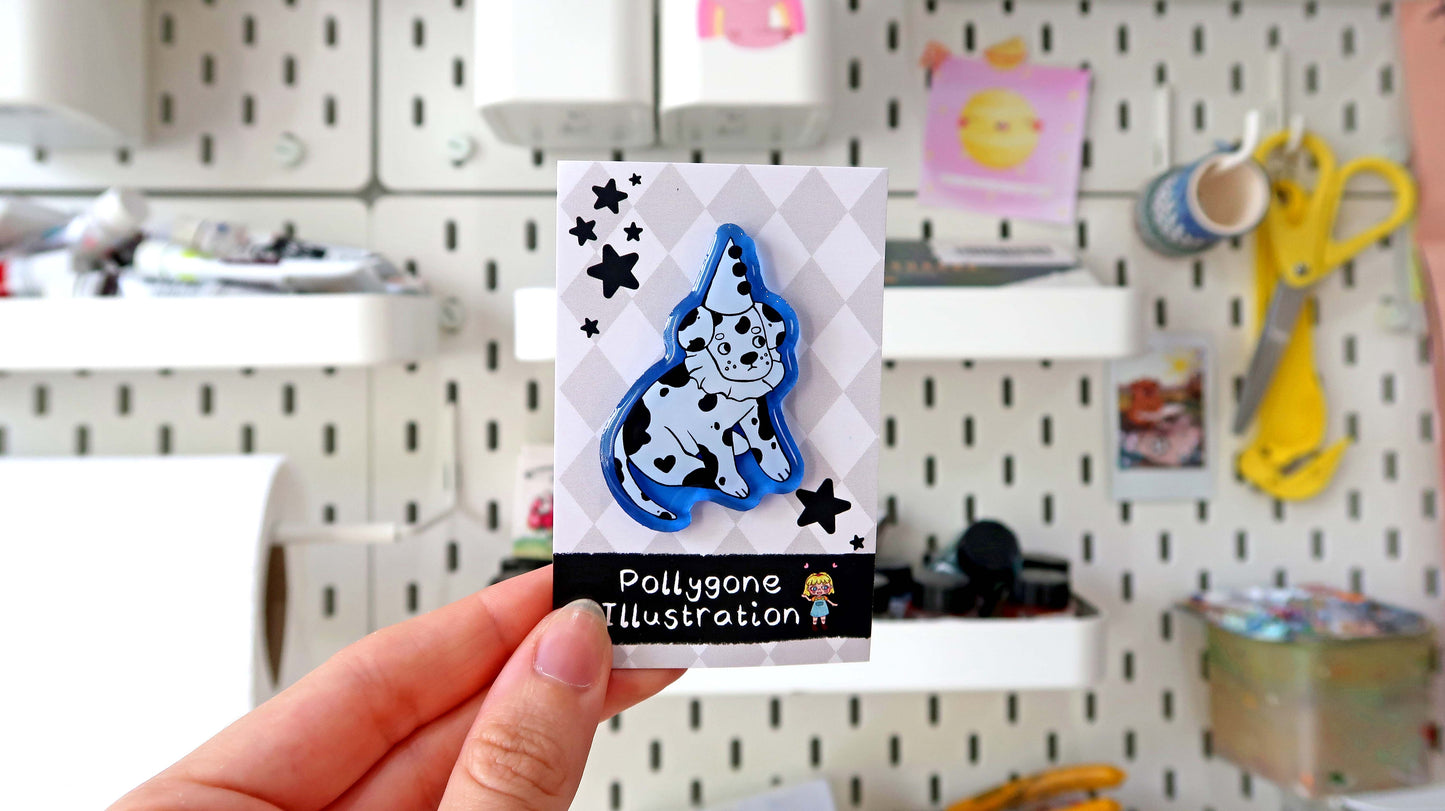 Clown Dog Acrylic Pin