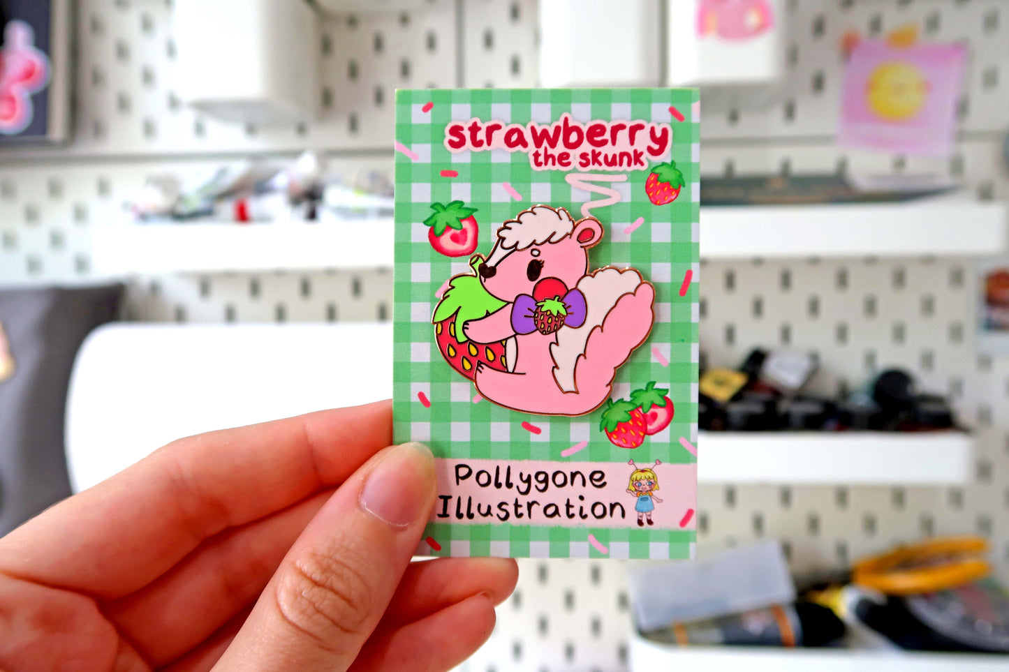 Strawberry Skunk Enamel Pin