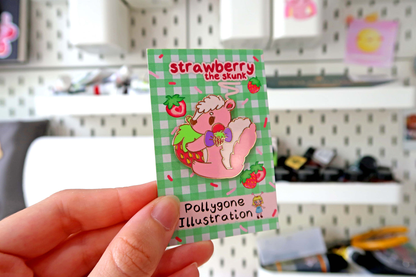 Strawberry Skunk Enamel Pin