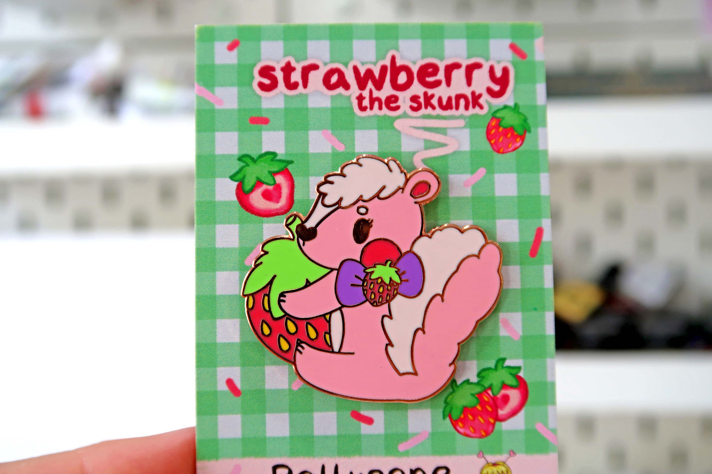 Strawberry Skunk Enamel Pin