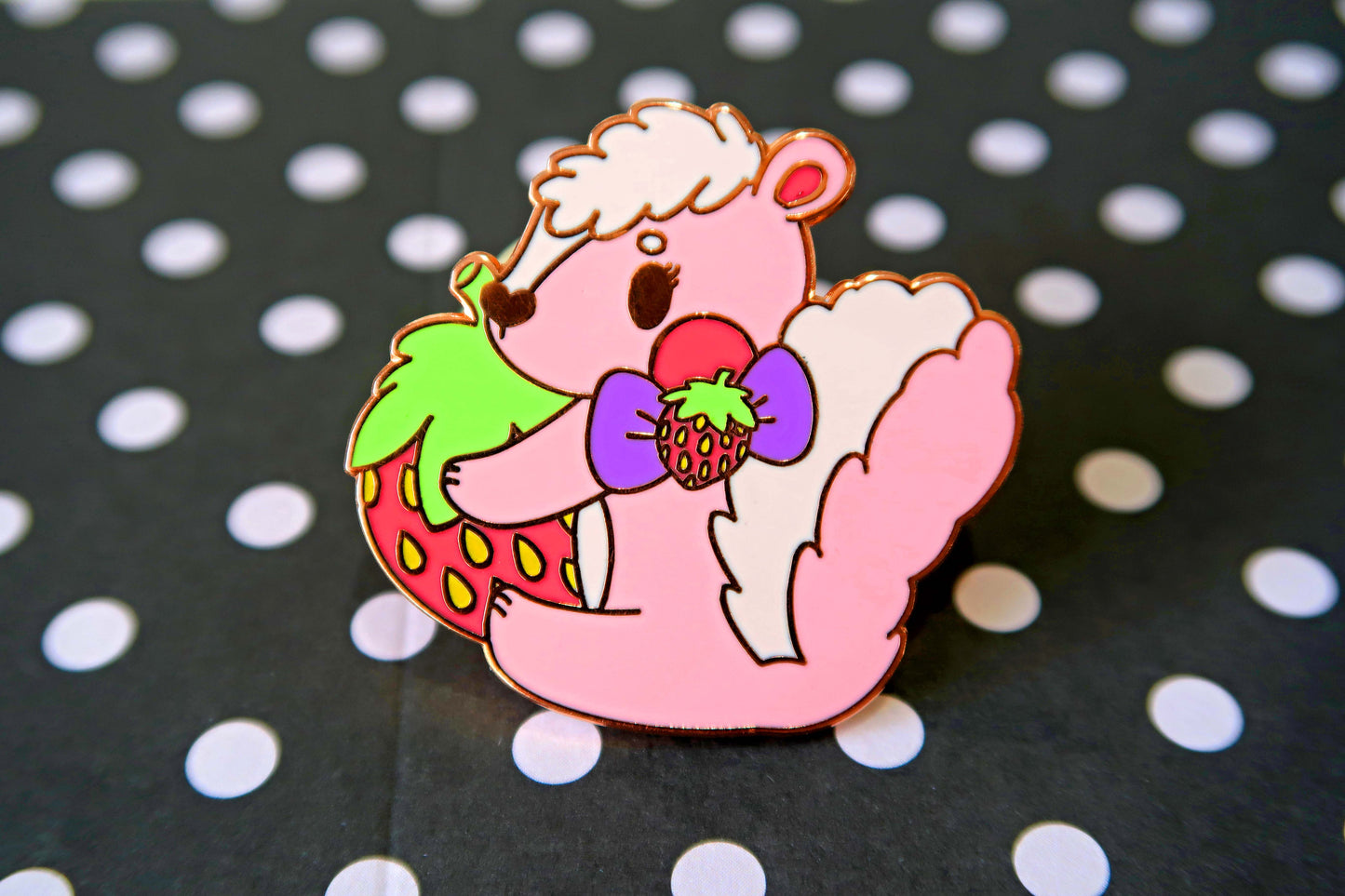 Strawberry Skunk Enamel Pin