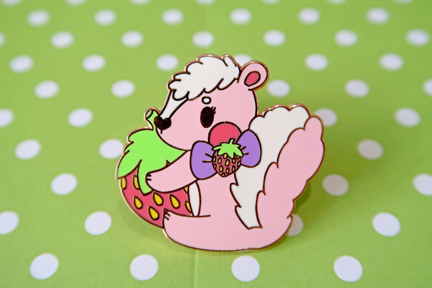 Strawberry Skunk Enamel Pin