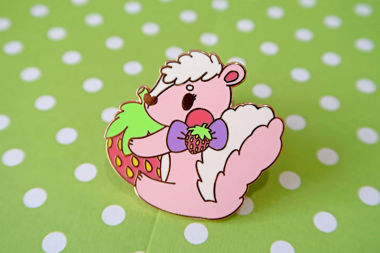 Strawberry Skunk Enamel Pin