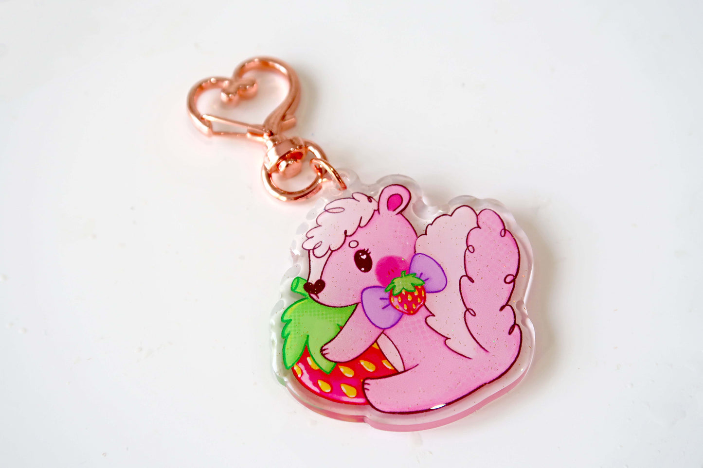 Strawberry Skunk Acrylic Keyring