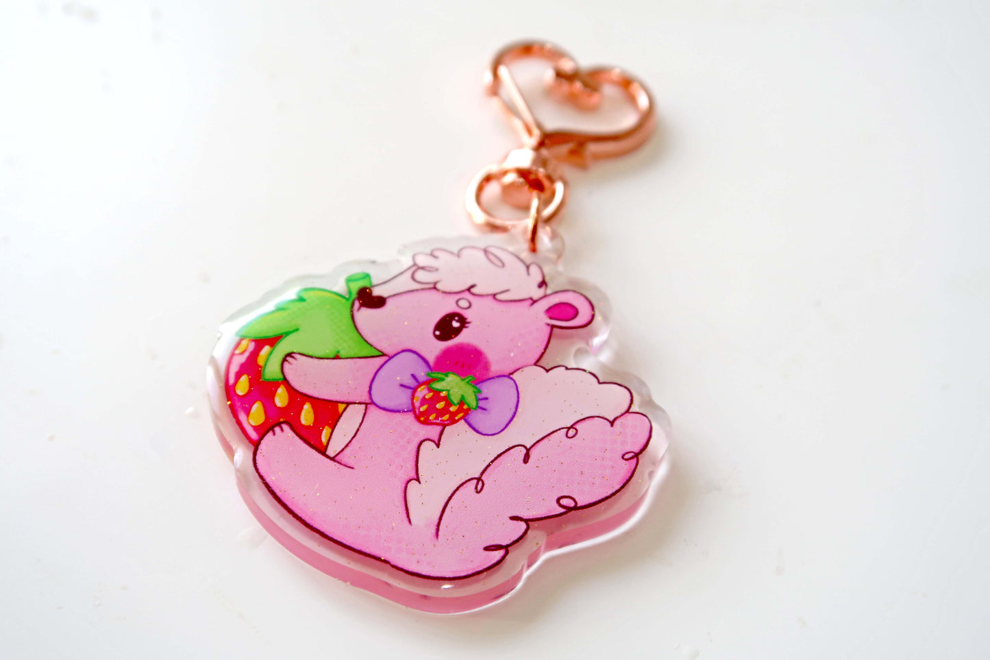 Strawberry Skunk Acrylic Keyring