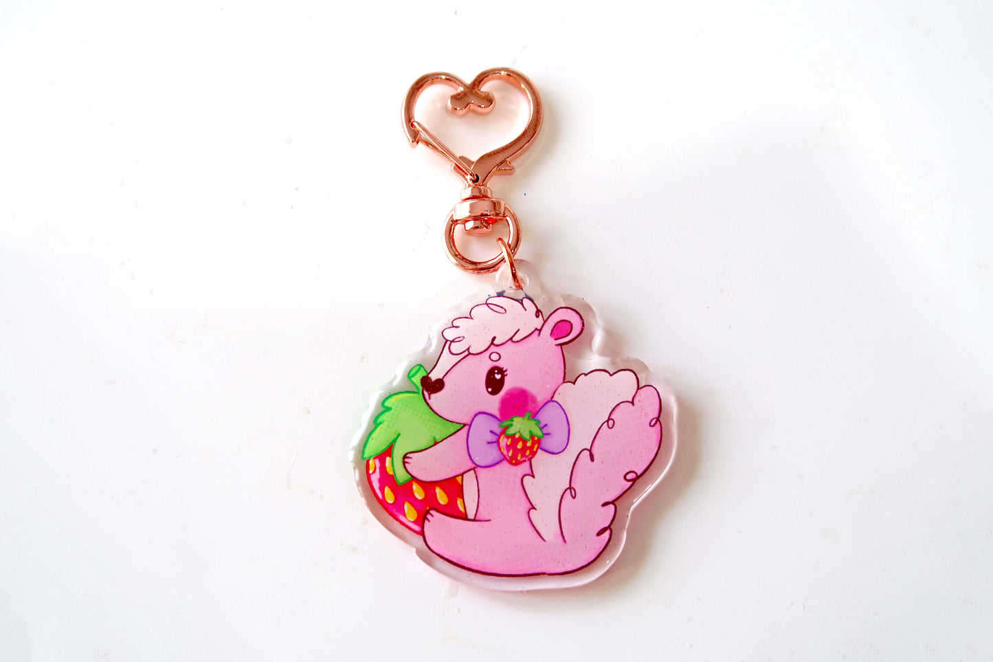 Strawberry Skunk Acrylic Keyring