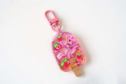 Strawberry Skunk Ice Lolly Acrylic Keyring