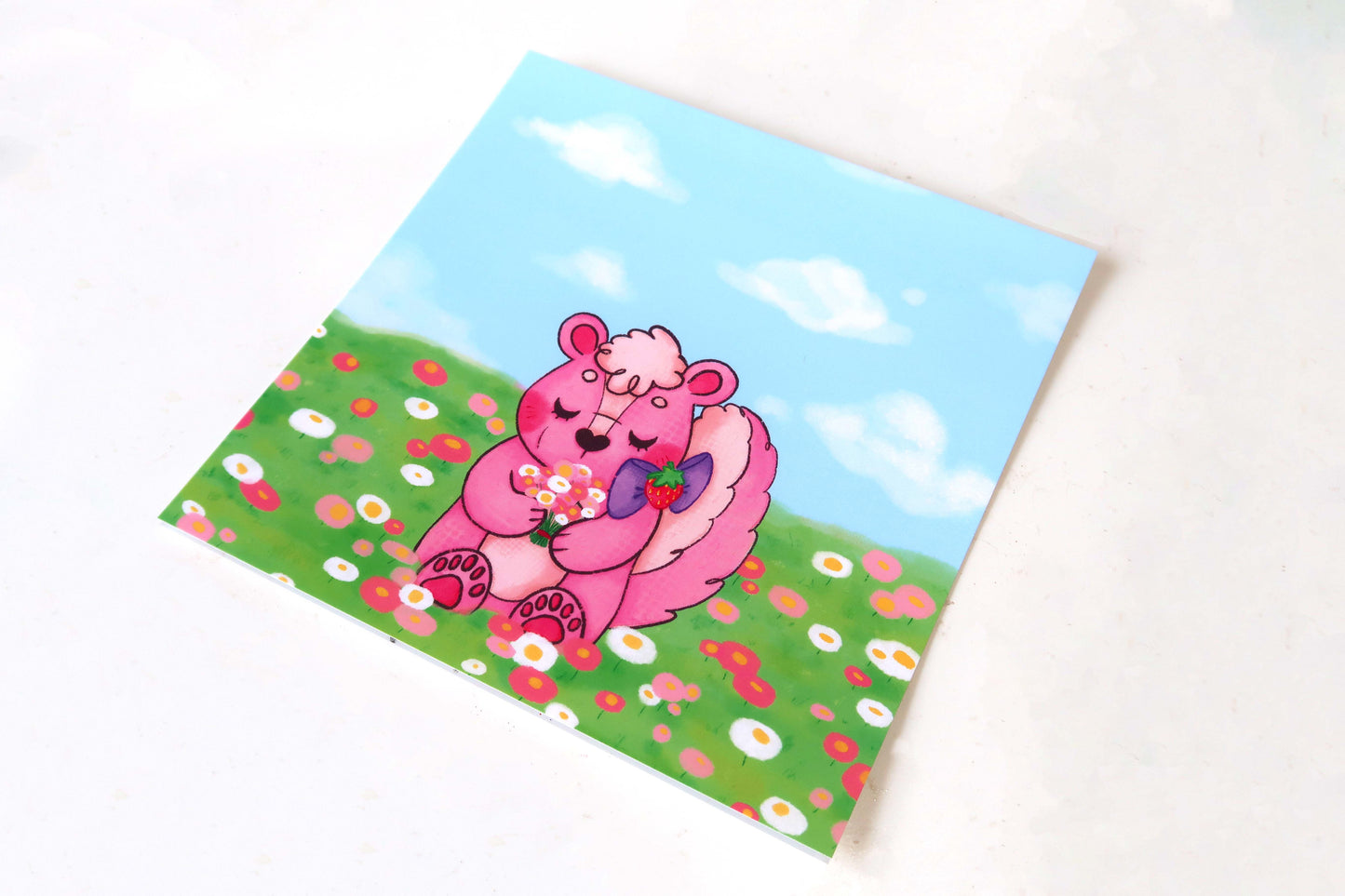 Strawberry Skunk Flower Field 148mm Mini Print