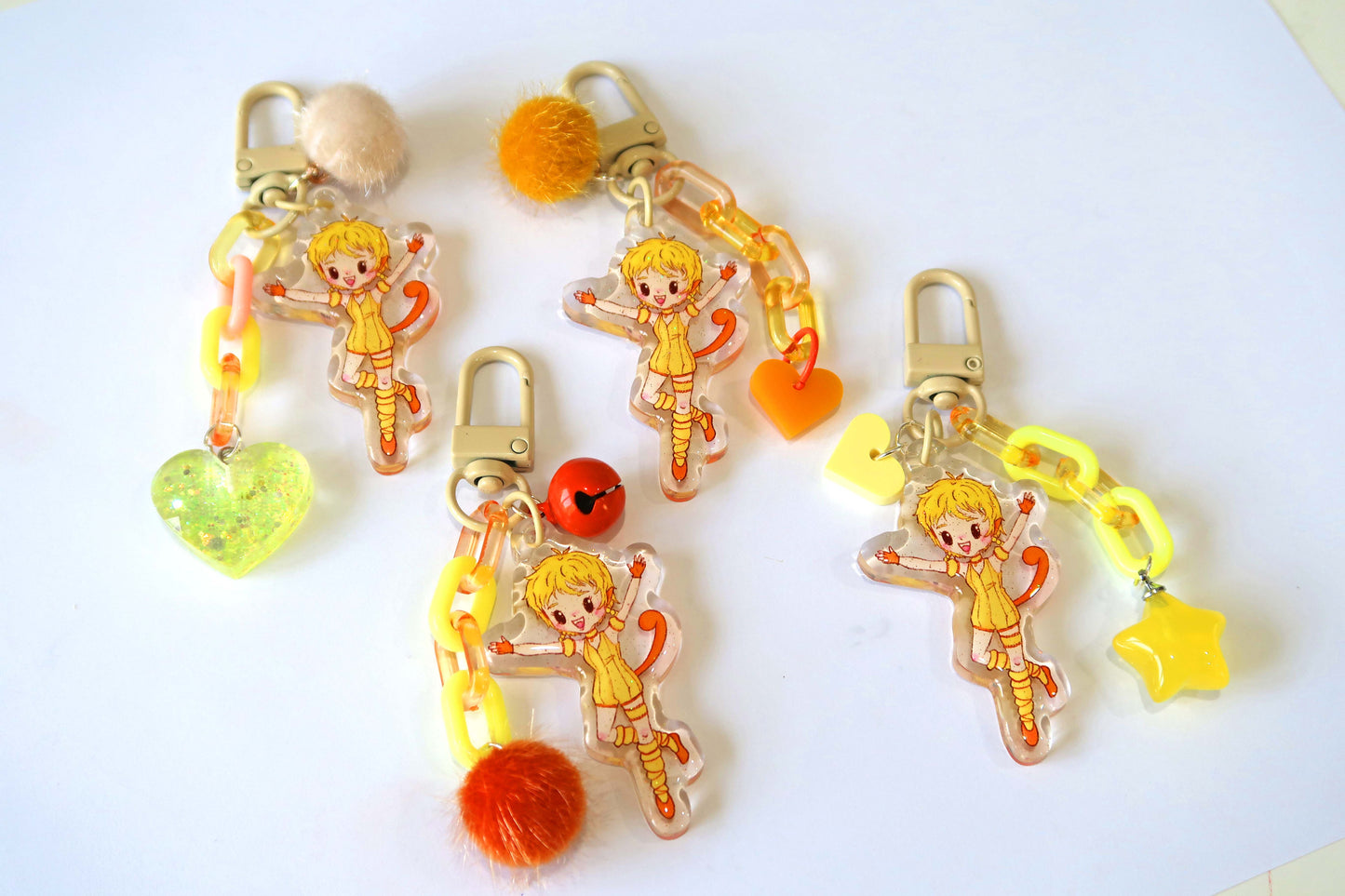 Tokyo Mew Mew glitter acrylic keyring w/ charms - Mew Mew Power