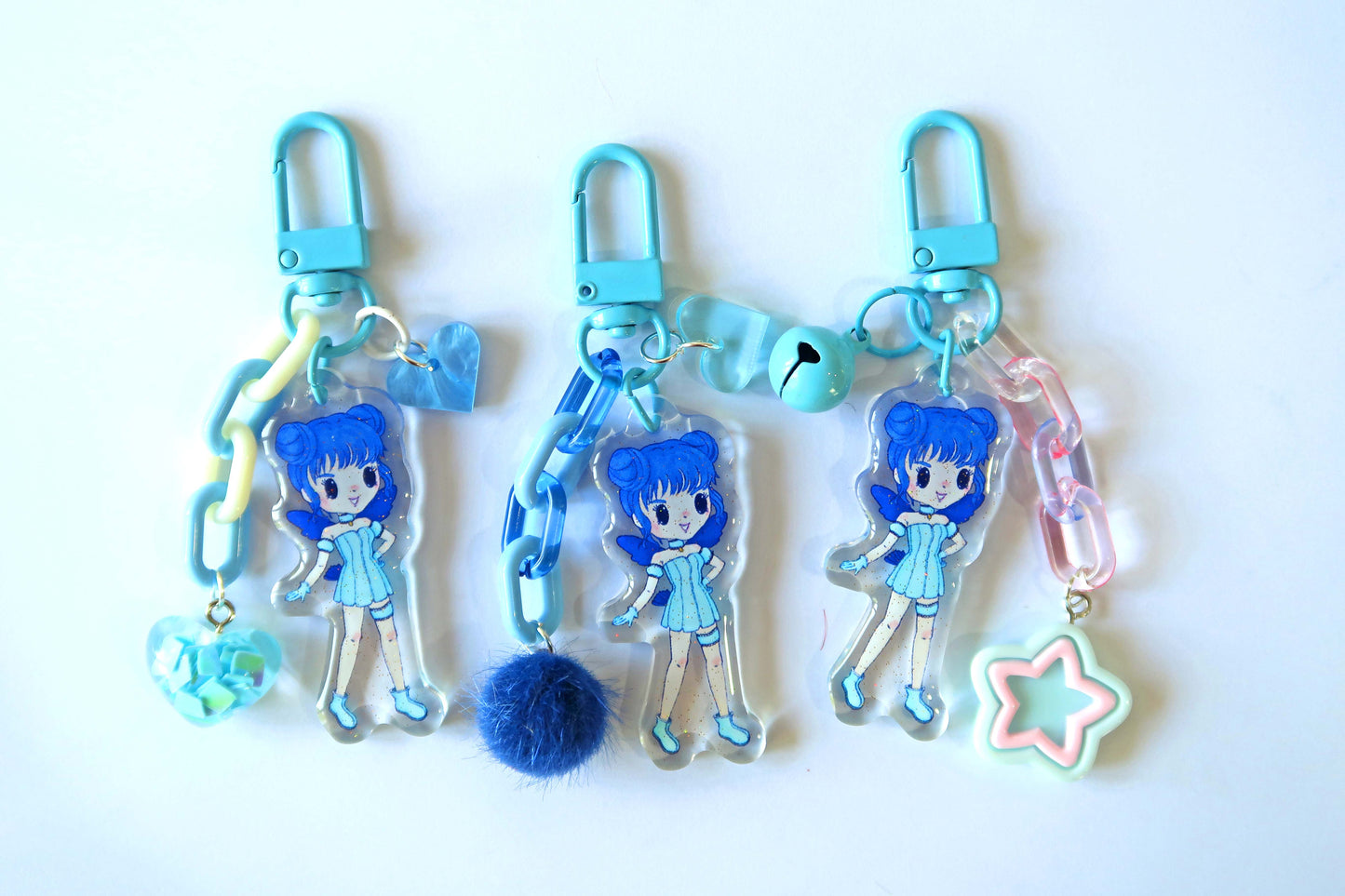 Tokyo Mew Mew glitter acrylic keyring w/ charms - Mew Mew Power