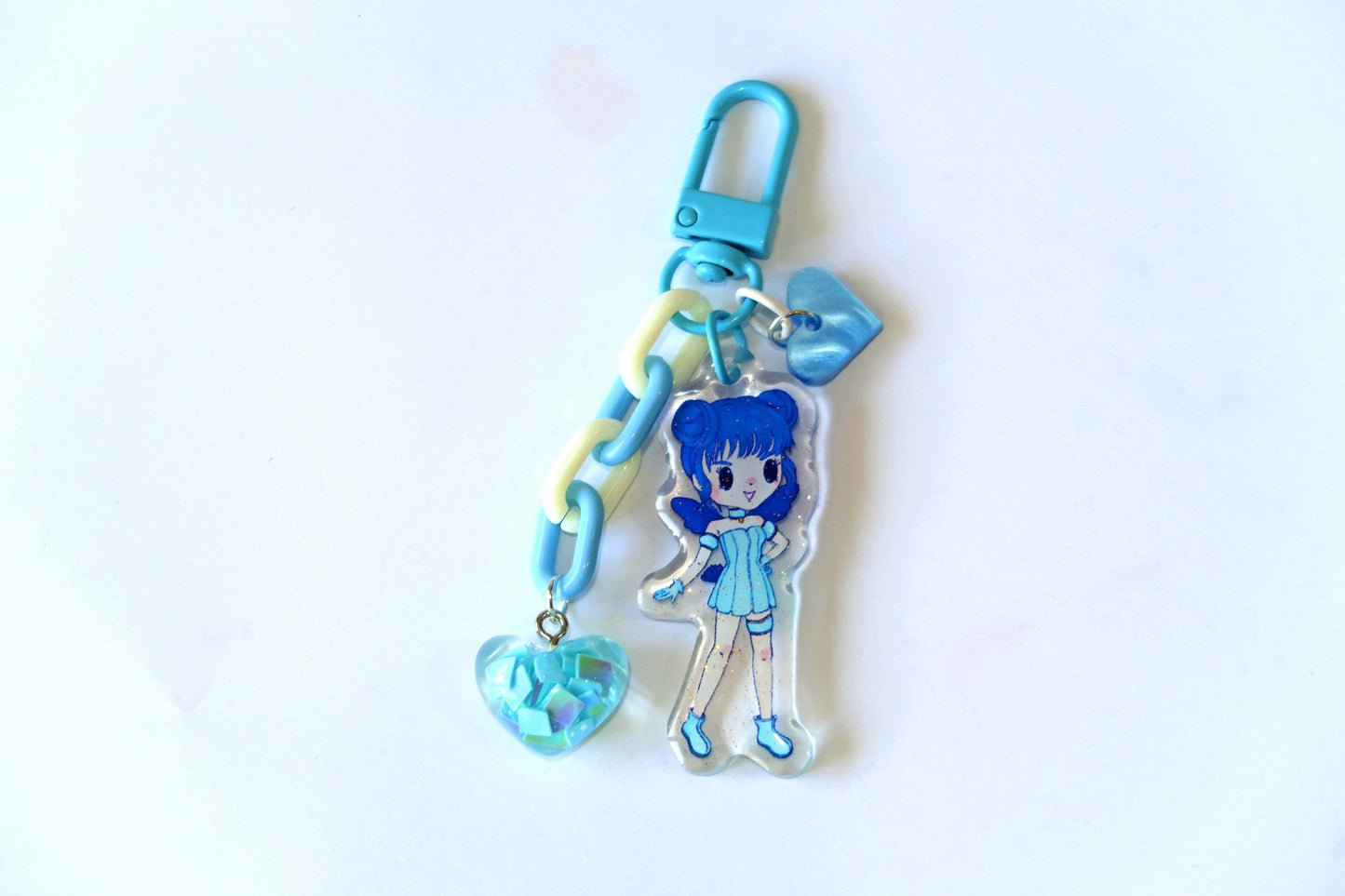 Tokyo Mew Mew glitter acrylic keyring w/ charms - Mew Mew Power