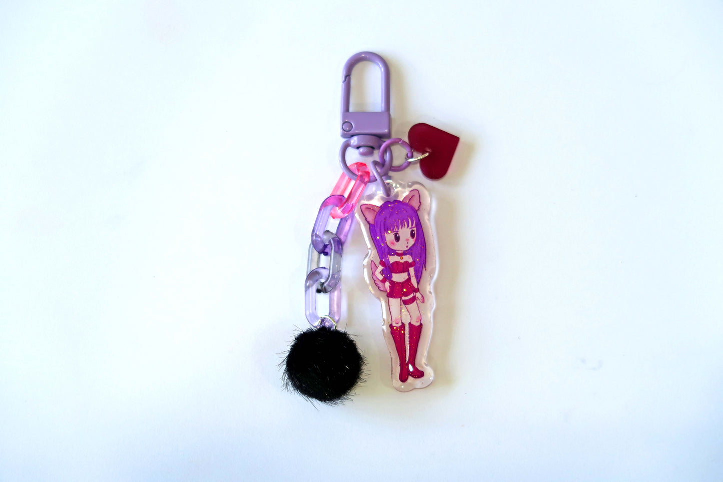 Tokyo Mew Mew glitter acrylic keyring w/ charms - Mew Mew Power