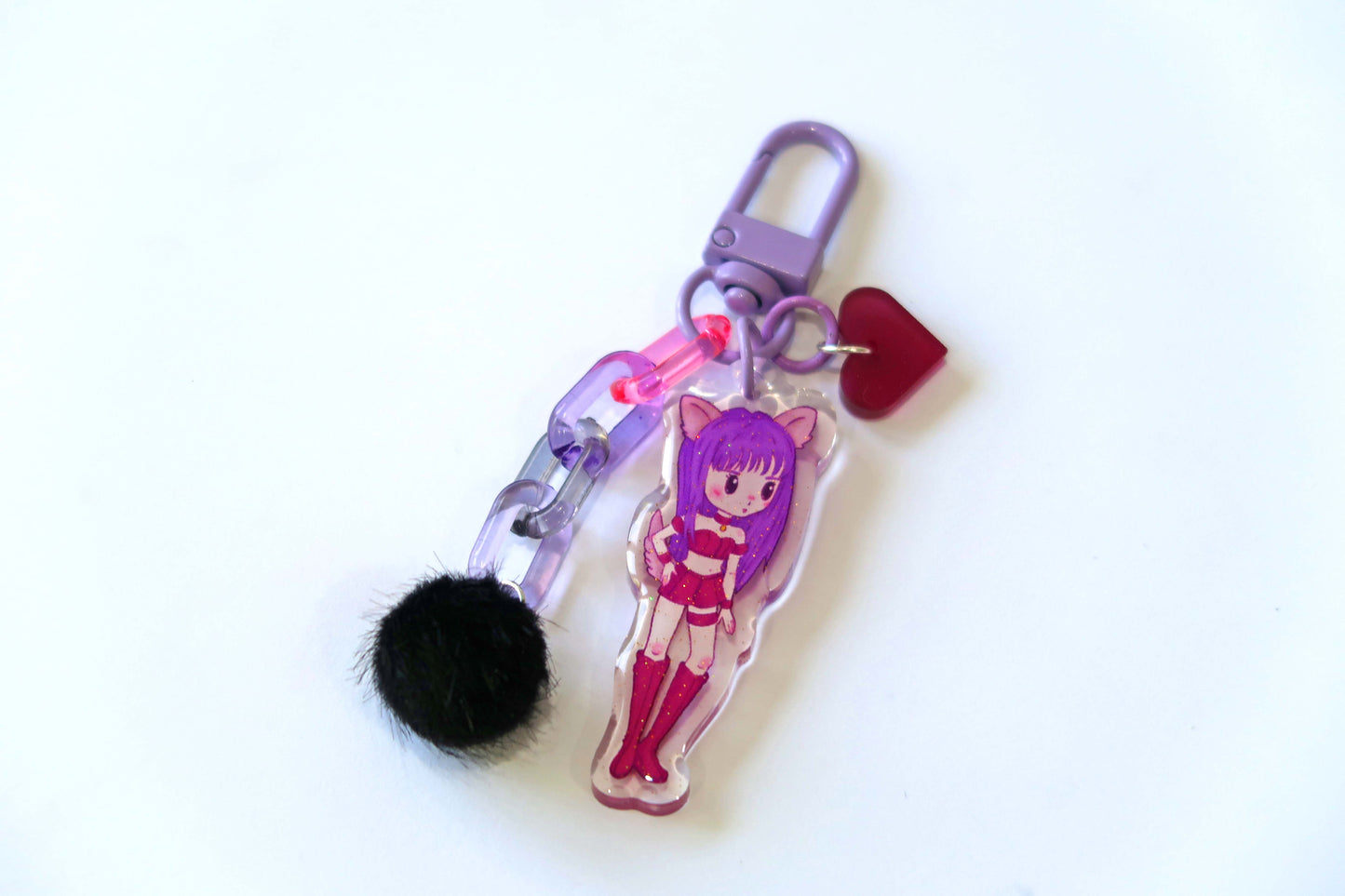 Tokyo Mew Mew glitter acrylic keyring w/ charms - Mew Mew Power