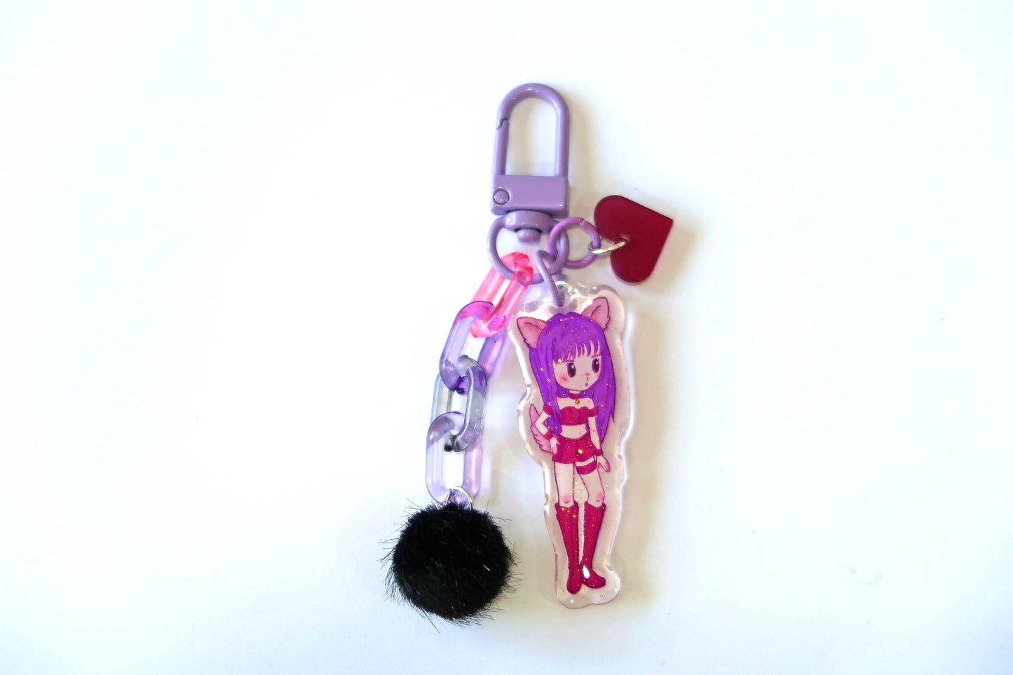 Tokyo Mew Mew glitter acrylic keyring w/ charms - Mew Mew Power