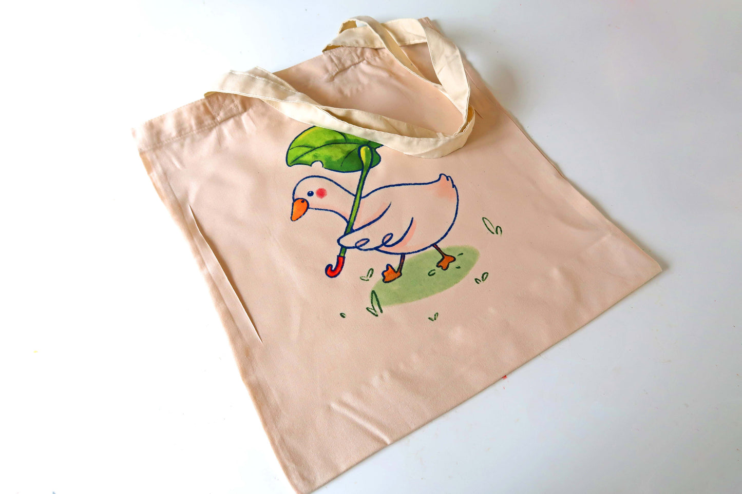 Duck with Umbrella Tote Bag