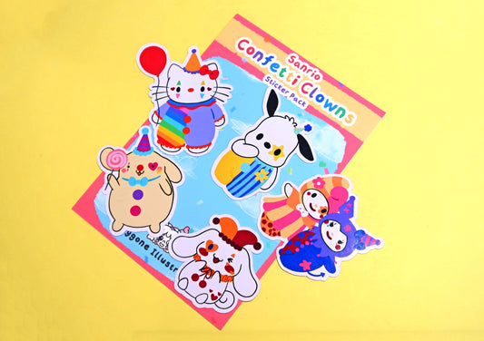 Sanrio Confetti Clowns Sticker Set (Pack of 5)