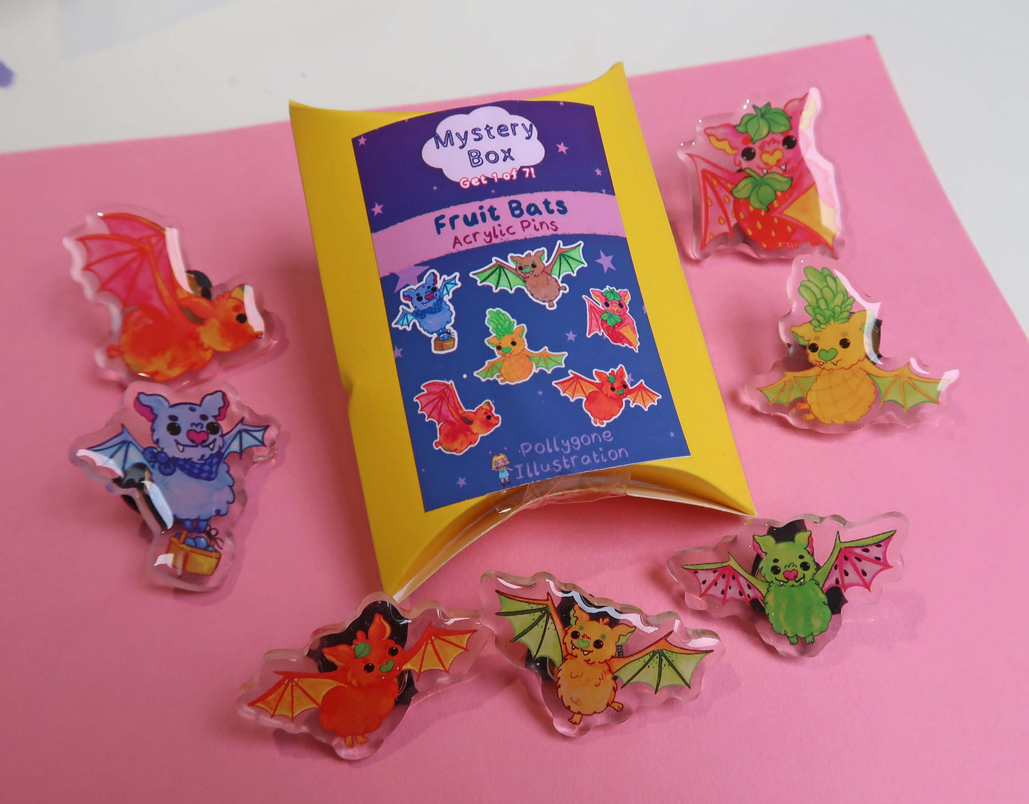 Fruit Bat Mystery Box Acrylic Pins Surprise