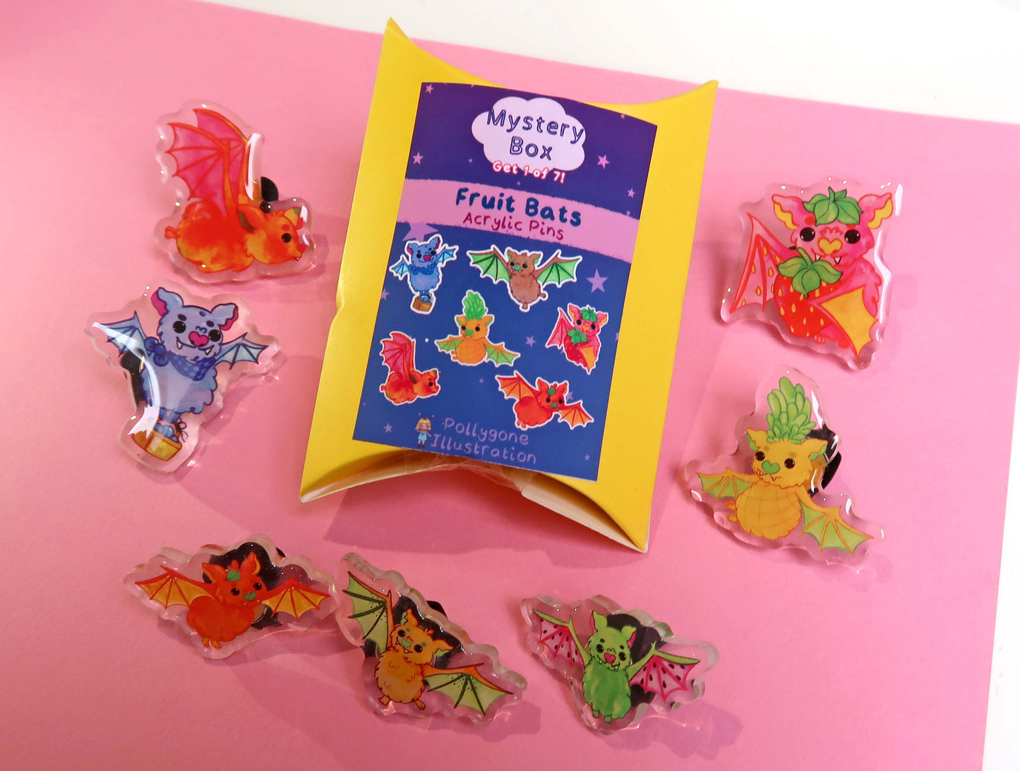 Fruit Bat Mystery Box Acrylic Pins Surprise