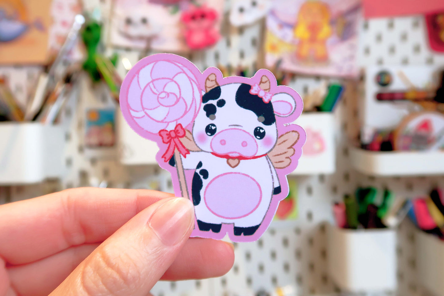Sweet Pink Cow Sticker