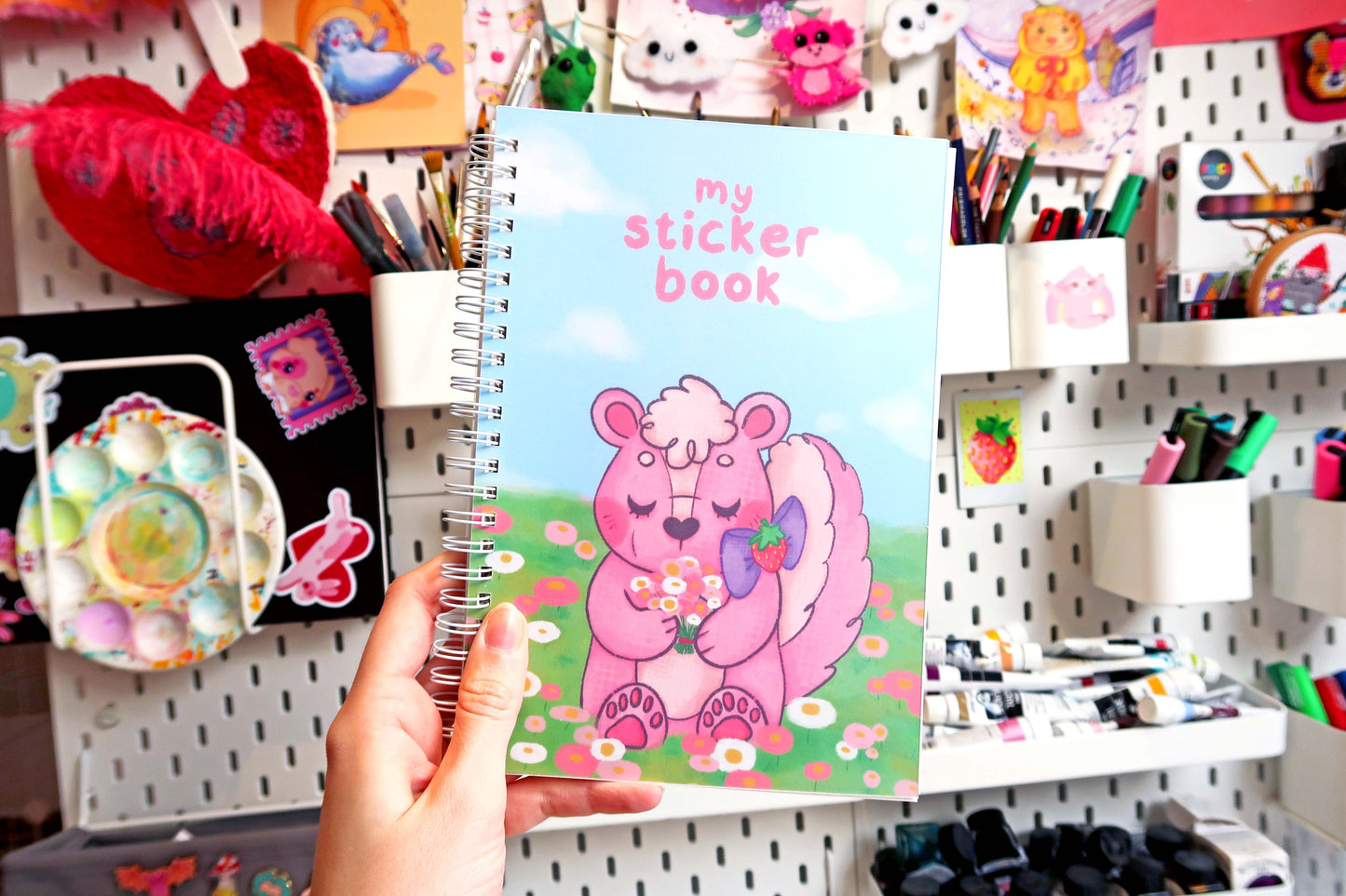 A5 Strawberry Skunk Re-usable Sticker Book