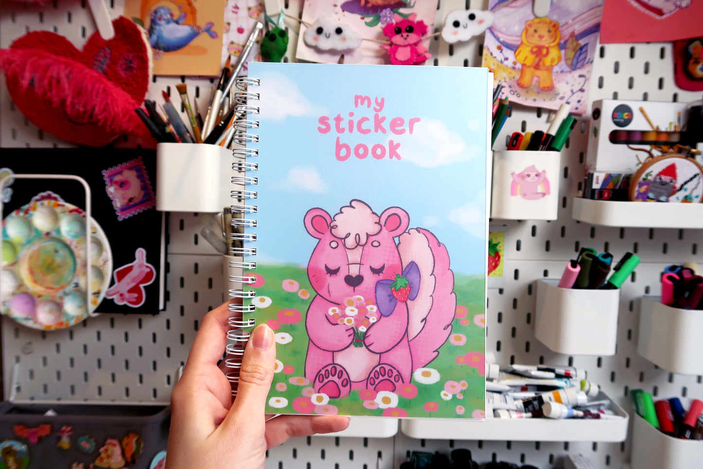 A5 Strawberry Skunk Re-usable Sticker Book