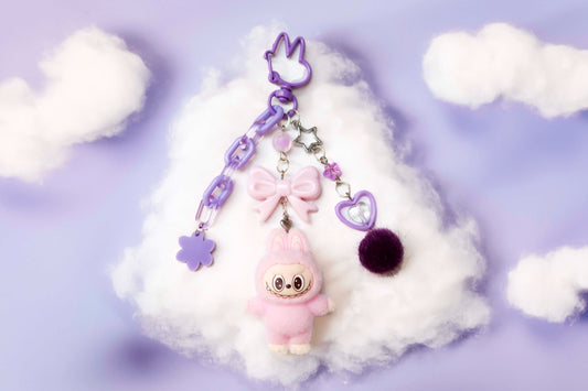 Labubu Lavender Beaded Keyring