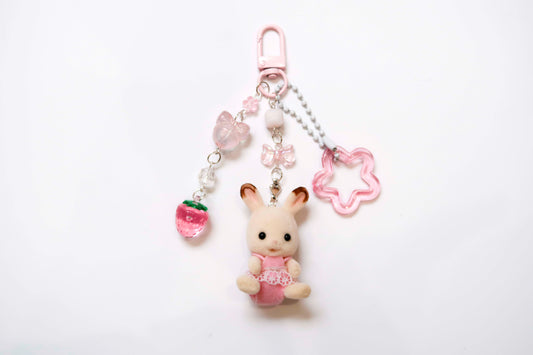 Sitting Chocolate Rabbit Baby - Sylvanian Families Keyring