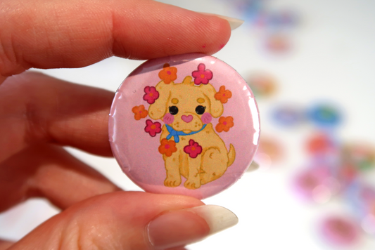 Delilah Dog Button Badge