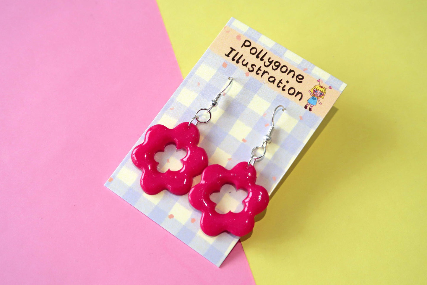 Swirly Flower Earrings - CHOOSE YOUR COLOUR  (sterling silver plated, hypoallergenic)