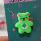 Neon Green Lucky Clover Bear Pin